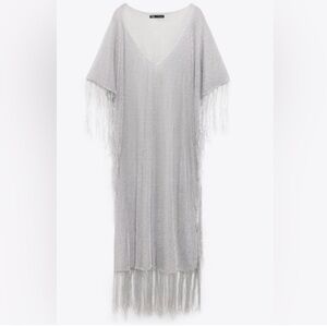 Zara Metallic Silver Kaftan Caftan